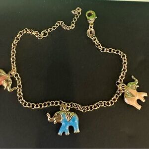 Gold Elephant Charm Bracelet or Anklet